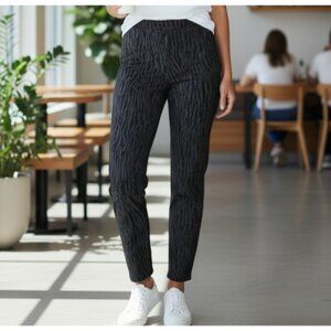 Soft Surroundings Super Stretch Pull-On Ankle Pants Black XL Zebra Mob Wife